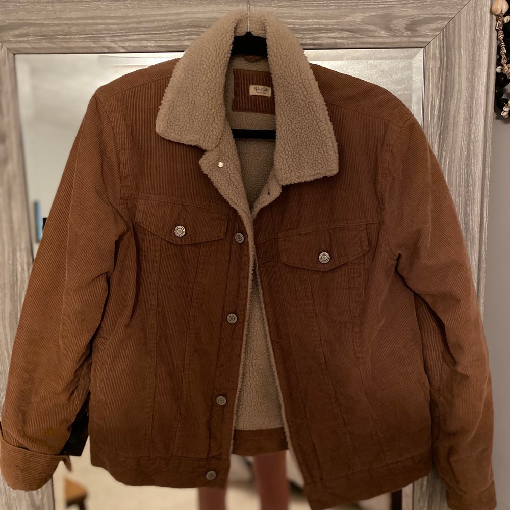 BRANDYMELVILLE Corduroy Fleece Lined Button Jacket